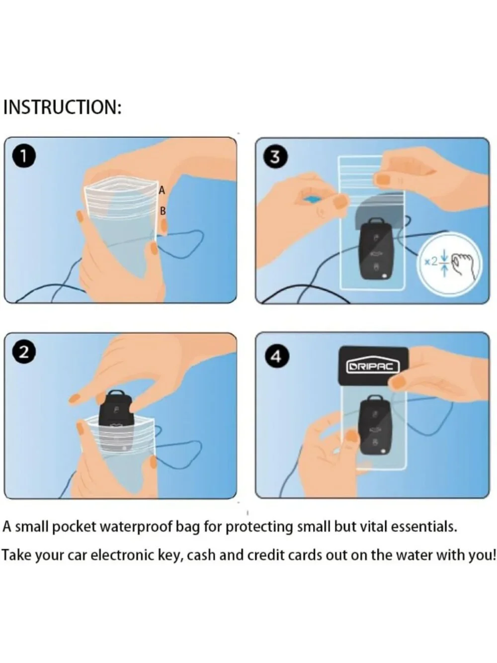 Waterproof Car Key FOB Case & Pouch - Dry Holder for ID, Cash, and Essentials